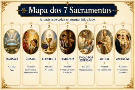 Mapa dos 7 Sacramentos — infográfico