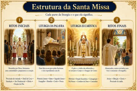 Estrutura da Santa Missa — infográfico